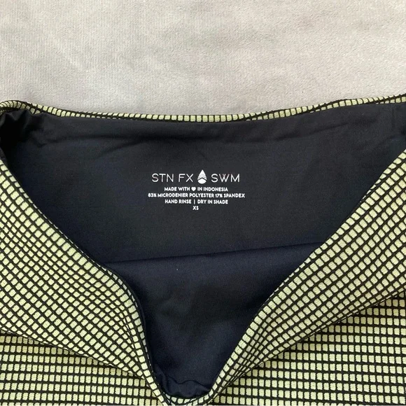 New Stone Fox Swim Senna Bikini Bottoms Sage Grid - Picture 8 of 12